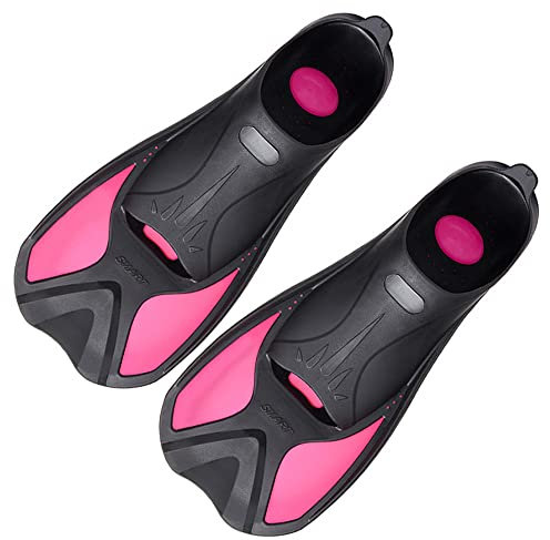 ENEN Schwimmflossen, Schnorchelflossen kurz Verstellbare Flossen für Kinder Erwachsene zum Schnorcheln, Schwimmen (M(40-41 Meter),Rosa)