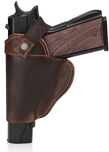ACEXIER Echtes Leder Pistolenholster Universal Waffenholster Lederholster Verstellbare Taille Verstecktes Holster Carry Jagdzubehör