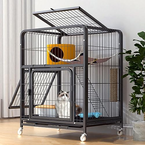 XIAOZHUANGXIONG Kaninchenkäfig XXL innen, Gittergehege Katzenkäfig, Meerschweinchen,Welpen,Pet Products Portable Metalldraht Yard Fence (Color : Black, Size : 2 Layer)