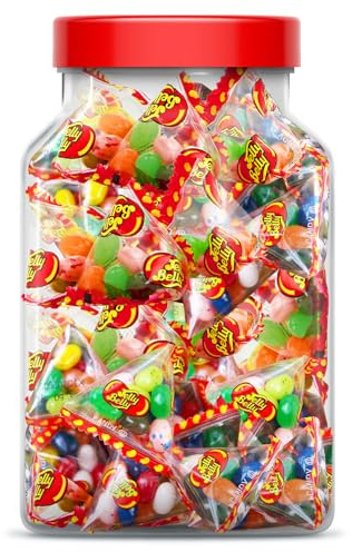 Broadway Candy Sweets Jar - Jelly Belly Pyramid Jar - Approximately 50 Pyramid Bags Filled with an Assortment of Jelly Beans - Variety of Flavours - Perfect for Parties & Portion-Controlled Snacking