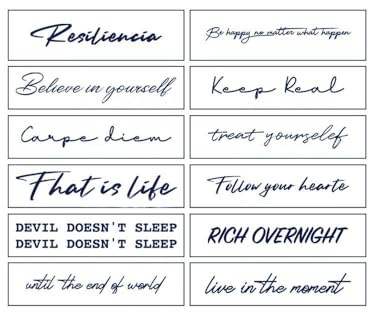 12 English Short Sentence Temporary Tattoo Stickers For Women On Neck Juice Plant Ink Waterproof Semi-Permanent And Lasting 2 Weeks For Men