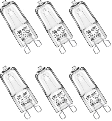 6er 40W G9 Halogenlampen Leuchtmittel, 230V G9 Halogen Glühbirnen für Backofenlampe Mikrowellen Herd Deckenleuchten, Halogen 2800K Dimmbare, Nicht Flimmern