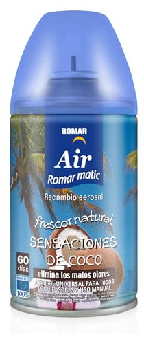 Recambios Aerosol Ambientador Spray Frescor Natural para Difusores y Manual, Esencia para hogar con Aroma Sensaciones de Coco 250 ml