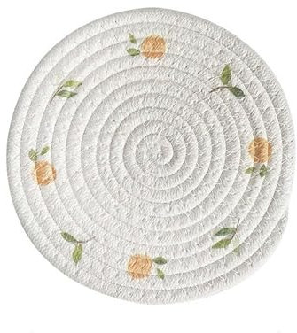 CEMELI 11-30CM Grün * Gelb Runde Geflochtene Untersetzer Für Tisch Gewebte Handgemachte Waschbar Deckchen Tischsets Gedruckt