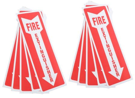 SOLUSTRE Fire Extinguisher Down Arrow Stickers 10pcs Self Adhesive Red White Labels for Restaurant Office Retail Store Easy Use 3.9 x 11.75 Inches