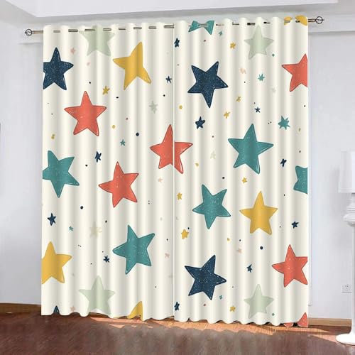 Generisch Graue und Weiße Sterne Verdunklungsvorhänge Kinderzimmer Mädchen Jungen,Gardinen Vorhang Blickdicht mit Ösen,Kinder Vorhang Verdunkelung 2Er Set Für Schlafzimmer Wohnzimmer,200X160Cm,A13