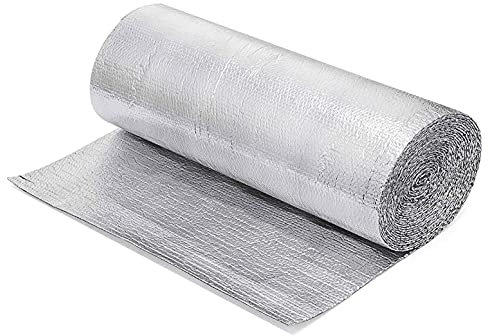 Isolierfolie Dämmfolie Aluminium-Luftpolsterfolie, reflektierende Wärmedämmung, Isolierrolle, Strahlungsbarriere mit Schaumkern, Wärmedämmschild, für Wände, Dachböden, Luftkanalisolierung, Fenster, R