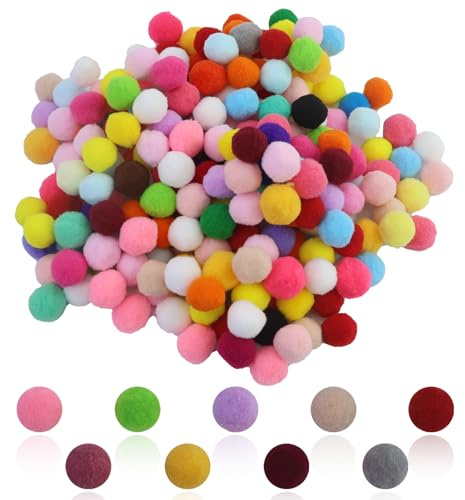 500 pompon colorati per il fai da te - 20-25 mm, palline di feltro colorate - mini pompon - decorazione fai da te
