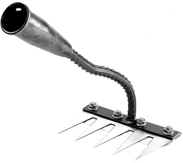 Rastrillo de hierro 2.0, 5/6/7/8 dientes, acero al carbono, rastrillos de deshierbe para jardinería y deshierbe (cinco dientes)