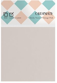 Ordinate Sticky Notes, Vintage Palette, 100 Blatt pro Blatt, Haftnotizen in Retrofarben für Notizen, To-do-Listen und Erinnerungen (75mm x 75mm, Vintage Pink)