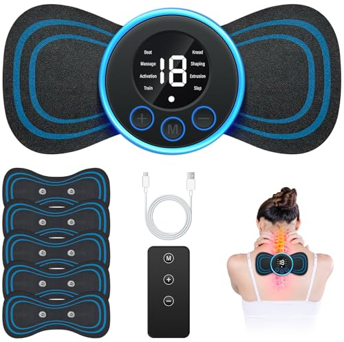 EMS Appareil de massage de la nuque Electrapy Mini appareil de massage avec 5 coussinets de massage pour bras/épaules/nuque/dos/ventre Soulagement des douleurs musculaires dans le corps