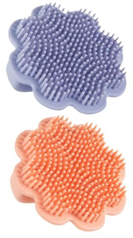 LOLIPPYY 2pcs Shampoo Brush Silicone Boy Girl Bath Scrubber Newborn Scalp Exfoliator Cradle Cap Hair Brush for Bath