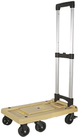 Carrello Pieghevole A Pianale, Carrello A Spinta, con 6 Ruote, Telaio Espandibile, Facile da Trasportare, Adatto per Casa, Ufficio, Fabbrica, Supermercato(Brown,Large)