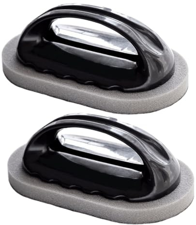 KICHOUSE Esponja de Esmeril para Limpieza Mango Ergonómico 2 Piezas Colores Negro y Marrón Estropajo Abrasivo para Cocina Ollas y Platos Uso Doméstico Color Aleatorio Color Aleatorio