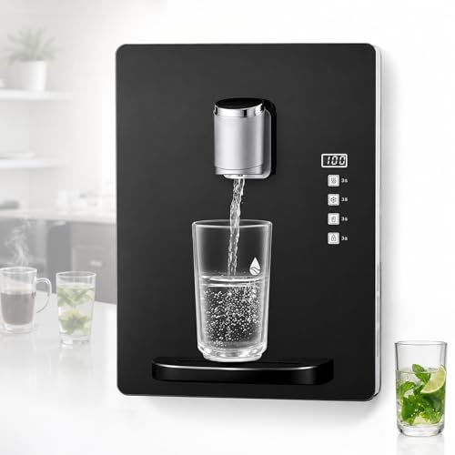 Distributore d'acqua a parete da 2200 W, 30 L/h, con alimentazione diretta dalla rete idrica, blocco di sicurezza elettronico per bambini, riscaldamento rapido in 3 secondi, schermo touch intelligente