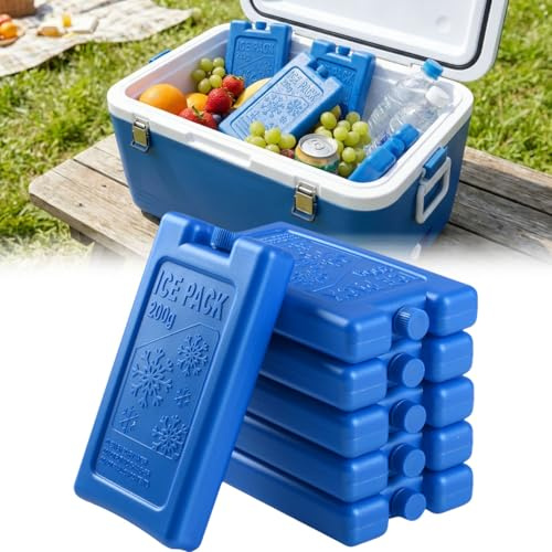 ideoon 12er Set Kühlakkus für Kühltasche & Lunchbox – je 200g, Kühlelemente flach & wiederverwendbar – BPA-freier Kühlakku für 12h Kühlung