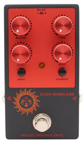 RiToEasysports Bass Overdrive Pedal Aluminium Analog Gain Effektpedal med Blend Control och Mid Boost Switch 9V DC för Elbas Öva Inspelning Live Performance
