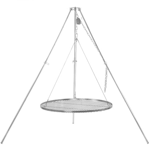 BBQ-Toro Barbacoa giratoria con tres patas de 80 cm de diámetro, acero inoxidable, altura regulable 119 – 184 cm, trípode para brasero, parrilla giratoria sin brasero, barbacoa de jardín
