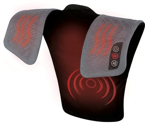 Homedics Vibration Heated Shoulder Massager Wrap, Comfort Pro Elite, Soft Fabric, Tension Relief, 2 Speeds & Styles, Long, NMS-450H