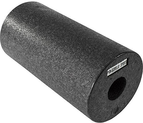 GORILLA SPORTS® Rouleau de Massage Fascias - 29 x 15 cm, Dureté Moyenne, en Mousse, Noir - Automassage Foam Roller, Entraînement Fascia, Musculaire Liege, pour Trigger Point, Fitness, Pilates, Yoga,