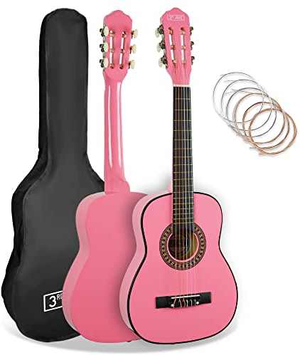 3rd Avenue Pacchetto Per Principianti Con Corde In Nylon Spagnole Per Chitarra Classica Da 1/4 Di Misura - 6 Mesi Di Lezioni Gratuite, Borsa, Corde - Rosa