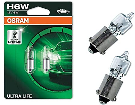 2x Osra.m Ultra Life H6W 12V BAX9S 64132ULT-02B Weiß Ersatz Halogen Birne für Hecklicht Parklicht Rückfahrlicht Standlicht Kennzeichenlicht Einrichtunglicht E-geprüft
