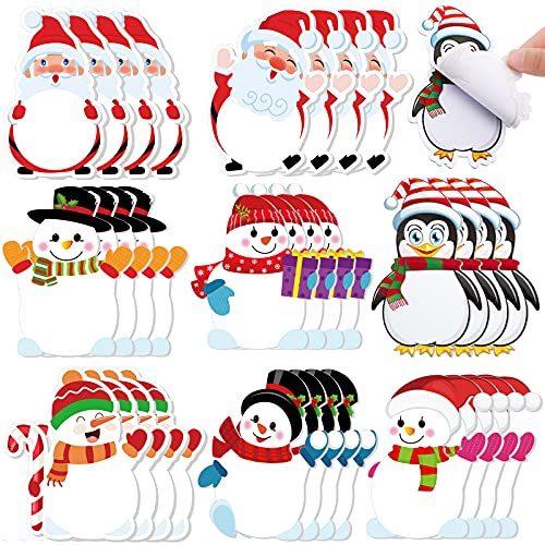 Outus 32 Stücke Weihnachten Notizblock Kleine Haftnotizen Weihnachts Kleinigkeiten Weihnachten Notizen Memo Klebezettel Geschenke für Kollegen Dekoration 8 Stile (Schneemann Weihnachtsmann Pinguin)