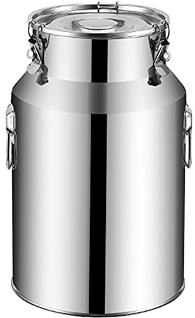JANEFLY Milk Bucket 201 Food Grade Stainless Steel - Milk Transport Can Wine Pail Bucket Tote Jug with Sealed Lid for Liquid Storage and Transporting,9L