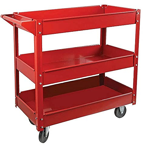 3 Level Garage Trolley Cart Storage Tool Heavy Duty Workshop Wheel Cart Shelf