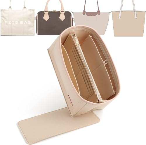Doxo Organiseur de sac à main pour sac à main et combinaison de base, organiseur de sac fourre-tout avec 6 tailles, compatible avec LV Speedy 25 et Neverfull PM et plus (M-beige)