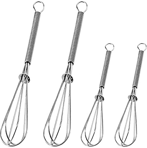 Anaeat Mini Wire Whisks, Set of 4 Portable Stainless Steel Kitchen Tiny Whisk & Egg Beater with Thick Wire - Sturdy Small Mixing Balloon for Cooking, Blending, Whiping, Beating and Stirring (5 + 7)