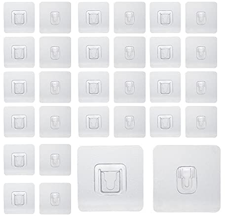 WYAN 20 Pair Crochets Muraux Adhésifs Double Face,Crochet Adhésif Robuste Sans Couture,Sans Perçage,Adapté au Salon Chambre Cuisine Salle de Bain