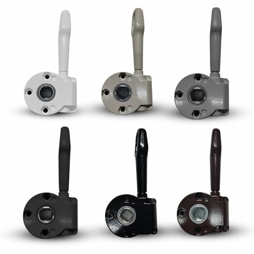 TENDEEVOLUTION Arganello per Tende da Sole da Esterno in Zama Inossidabile, Foro Quadro da 13 mm, Diversi Colori. Arganello Tende Manuale con Sistema di Bloccaggio (Grigio)