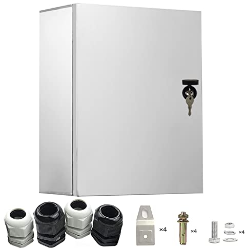 GTYORUS Acero Inoxidable 201 Caja Electrica, IP65 Caja Cuadro Electrico,Caja de Derivación de Montaje en Superficie,Caja de Distribución con Cerradura - 500×400×180MM