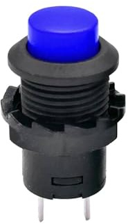 Bouton poussoir rond de 12 mm - Interrupteur à bouton-poussoir - AC 1,5 A / 230 V - 12 V - Bleu