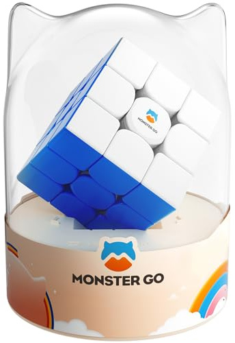Würfel Trainer Magischer Würfel 3x3, Monster GO Lernserie Speed-Cube Stickerless für Kinder Anfänger Blau mit Premium-Paket