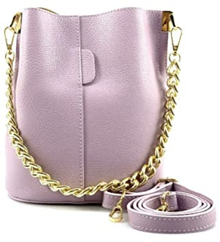 Superflybags Bolso de mujer de piel auténtica modelo KIM 24 x 20 x 14 Made in Italy, Lila., 24x20x14 cm