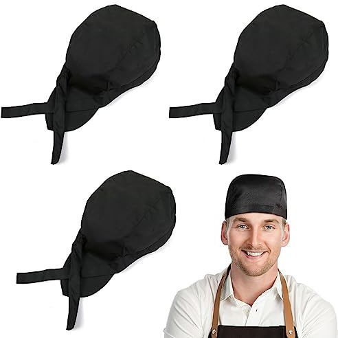 XPEX Paquet de 3 Chapeaux de Cuisine en Coton Polyester Extensible, Chapeaux de Chef Unisexes, Chapeaux de Chef réglables pour Cuisine, hôtel, Restaurant, Barbecue