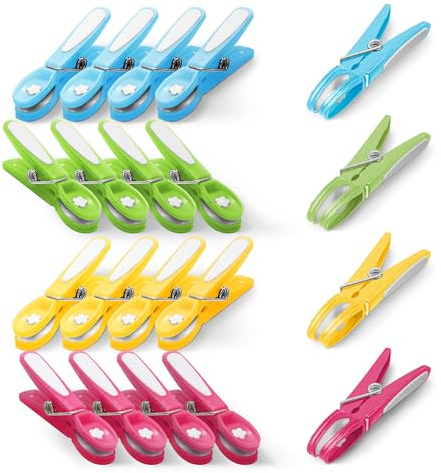KEPLIN 20-Pack Laundry Pegs - Assorted Colours, Durable Plastic Clothespins with Strong Spring & Secure Clamping for Indoor & Outdoor Use - Safe, Odourless & UV Resistant (Mixed)