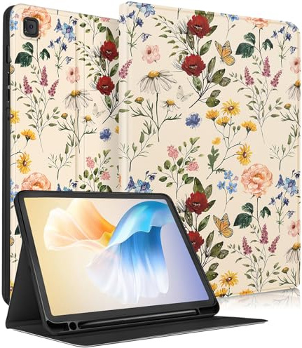 Uppuppy Funda para Samsung Galaxy Tab S6 Lite de 10,4 Pulgadas, para niños, Mujeres, niñas, Adolescentes, Lindo, Floral, Kawaii, estética, Funda para Tablet SM-P610/P613/P615/P619