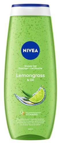 NIVEA Lemongrass & Oil Duschgel, pH-hautneutrale XXL Pflegedusche mit belebendem Zitronengras-Duft, verwöhnende Dusche mit Vitamin C, E und pflegenden Ölperlen (500 ml)