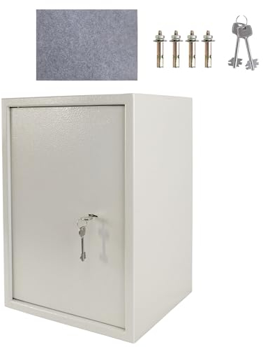 XMTECH Tresor Safe Möbeltresor mit Doppelbartschloss 2 Schlüssel, Safe Geldschrank Boden-Wandtresor Wandsafe inkl.Befestigungsmaterial, Beige, XL - 35x50x31cm (W x H x D)