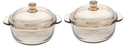 2 Pezzi Anfora Grande Pentola con Coperchio Contenitore Trasparente con Coperchio Ciotole di Vetro con Coperchi Pentola di Vetro con Coperchio Pentola Resistente Forno Ciotola di Vetro Ciotola di Zupp