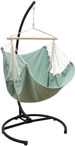 AMANKA Hängesessel mit Gestell Outdoor - 210cm Ständer mit XL Relaxsessel - Gartenschaukel für Erwachsene - Gartensessel Balkonmöbel Schaukelstuhl Swing Chair Garten-Hängesessel Balkon Schaukelsessel