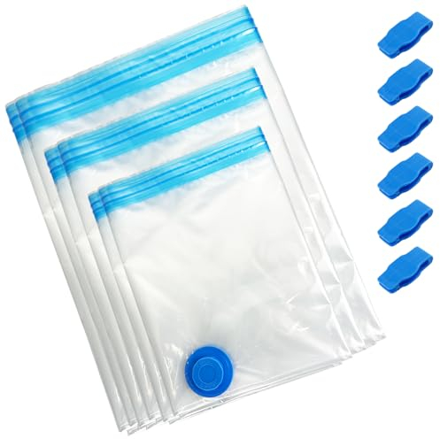 Gentpovth 6 Pezzi Sacchetti Sottovuoto Vestiti (2 jumbo, 2 grandi, 2 piccoli), Sacchetti Buste Sottovuoto Salvaspazio, Sacchi Sottovuoto Riutilizzabili, per contenere Vestiti, Coperte, Cuscini, Viaggi