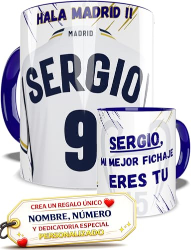 Taza Madrid Personalizada Fútbol Nombre Número Y Dedicatoria , Regalo Para Profesores Dia Del Padre Original Amigo Invisible Cumpleaños Para Aficionados De Equipos Apta Microondas Té Café Desayuno