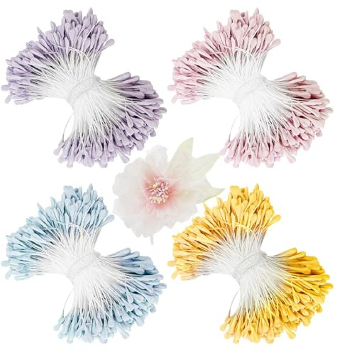 Jiehaojia 1400 Stück Pfeifenreiniger Blumen Staubblatt,3mm Zwei Perlen Köpfen Staubblatt,Flower Stamens für DIY Blumenstrauß Handwerk Trockenblumenstrauß