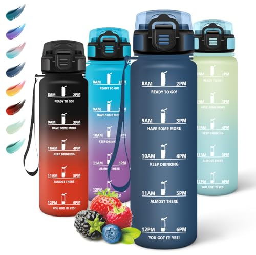 Motswedi Gourde Sport, 1000ml Anti Fuite, Gourde Paille, Réutilisable , Bouteille d'eau, sans BPA, Bouteille Reutilisable, pour Enfant, Adulte, Randonnée, l'école, Fitness, Bleu Foncé