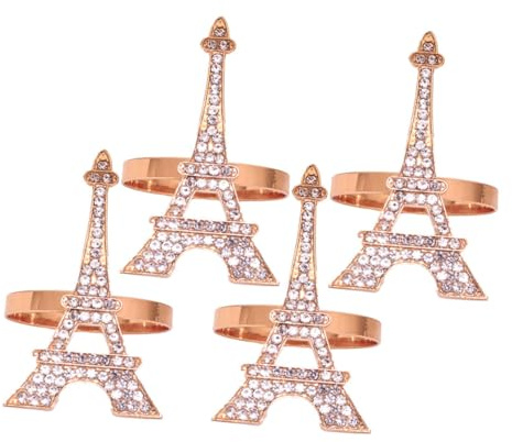 Anillos de Servilleta Torre Eiffel 4 Piezas de Aleación