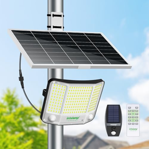 intelamp Luz Solar Exterior Impermeable 2026, Foco Solar 230LED con Batería 20000mAh, 4000LM 6500K Alta Luminosidad, Iluminación para Jardín, Patio, Pasillo y Exteriores